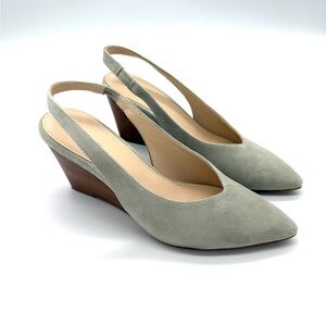 Cole Haan Elnora Slingback Wedge Pump Gray Suede Womens Size 7